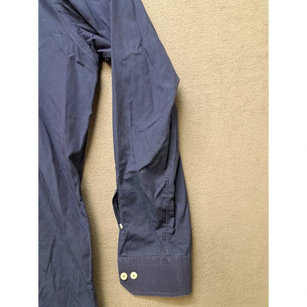 Eton Contemporary Fit Shirt Mens Flip Cuff Long Sleeve Blue Solid Size 39 15.5